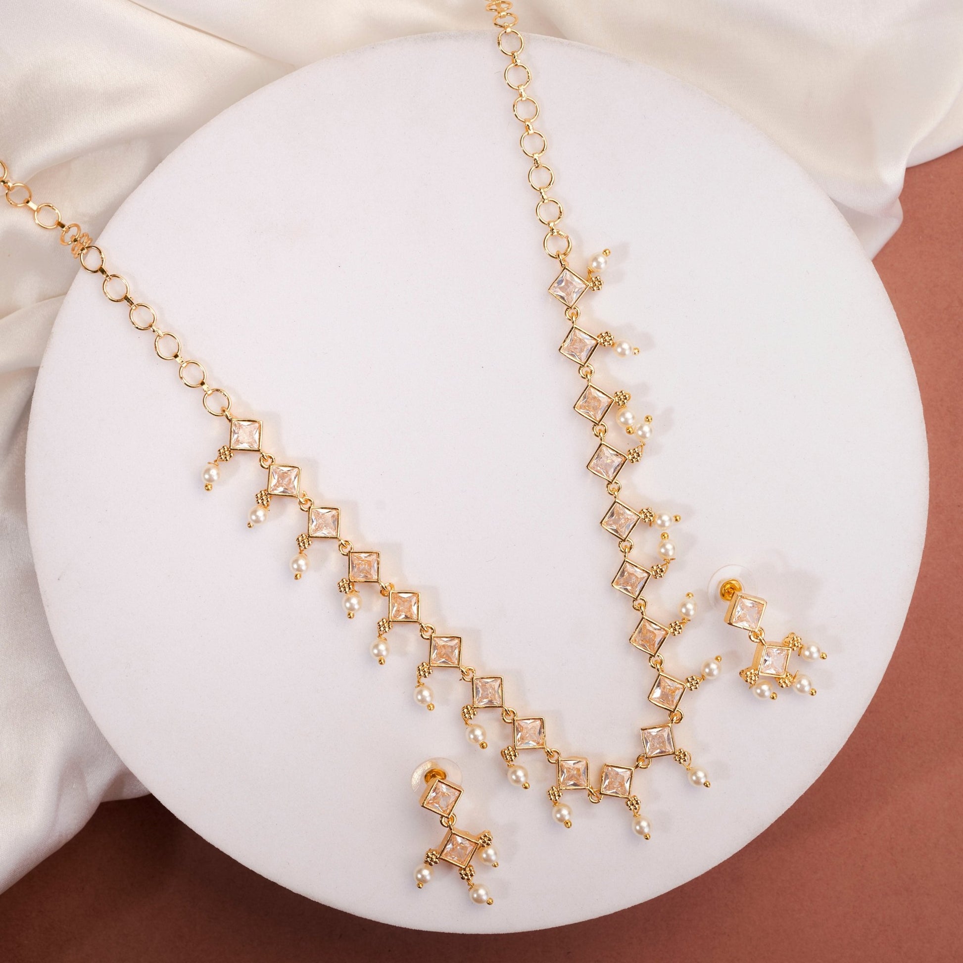 Necklace - Veloura Gold Plated Necklace Set - Opal Touch