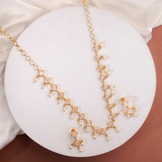 Necklace - Veloura Gold Plated Necklace Set - Opal Touch