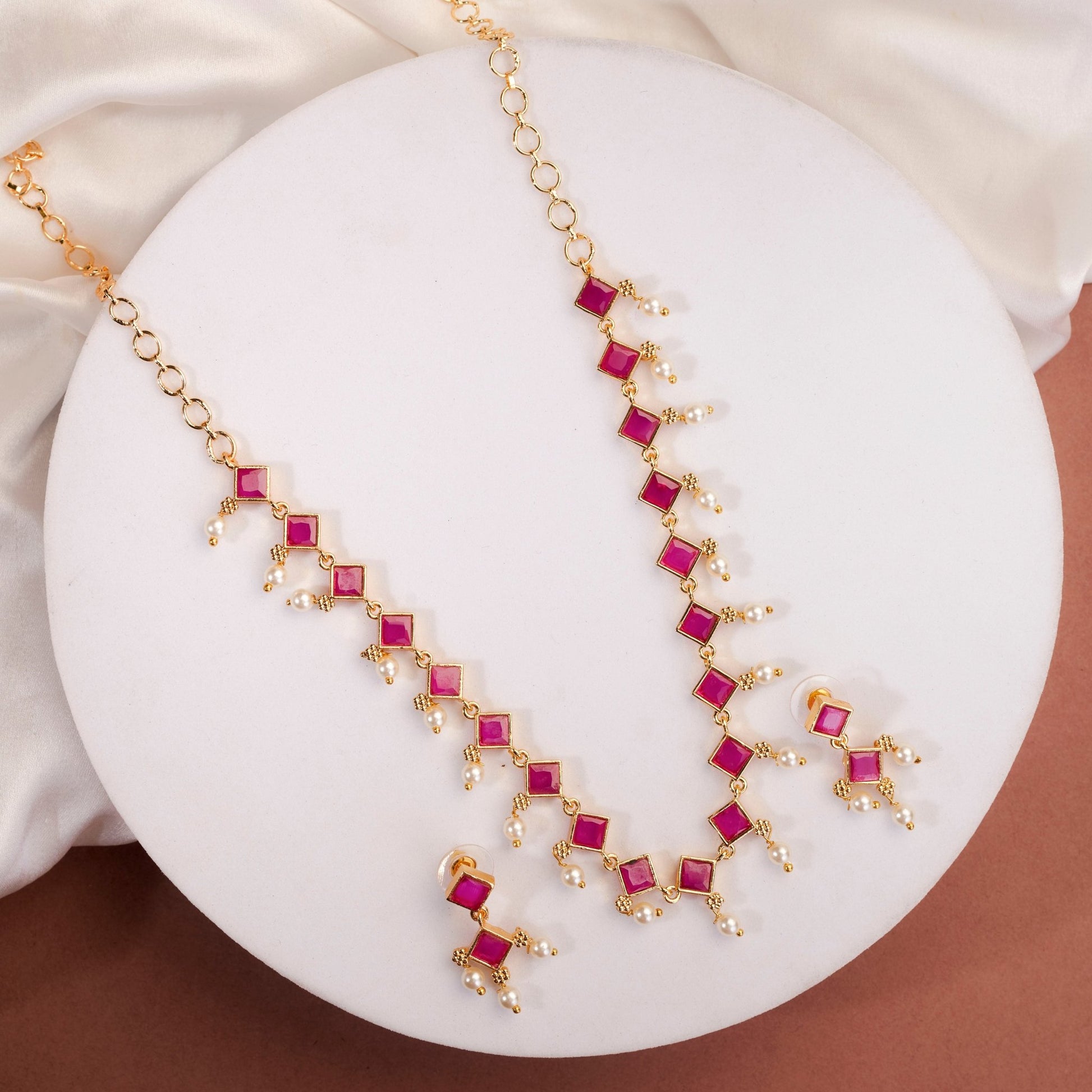 Necklace - Veloura Gold Plated Necklace Set - Opal Touch