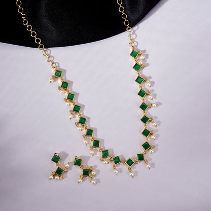 Necklace - Veloura Gold Plated Necklace Set - Opal Touch