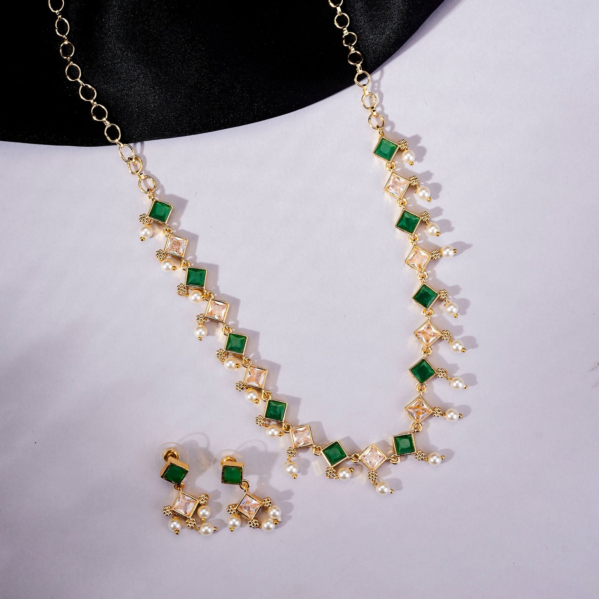 Necklace - Veloura Gold Plated Necklace Set - Opal Touch