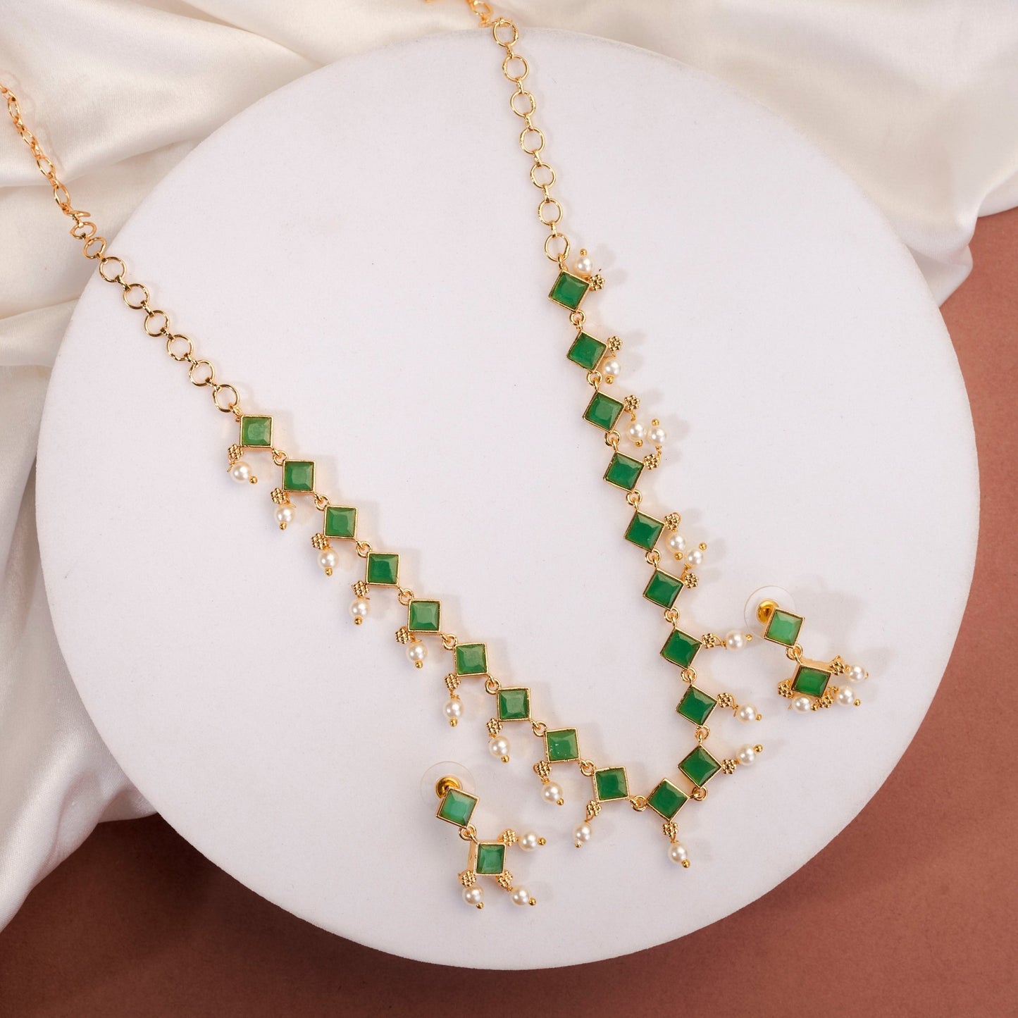 Necklace - Veloura Gold Plated Necklace Set - Opal Touch