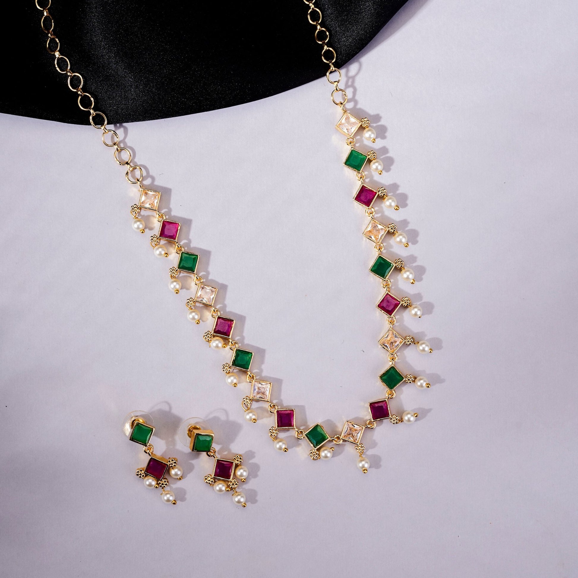 Necklace - Veloura Gold Plated Necklace Set - Opal Touch