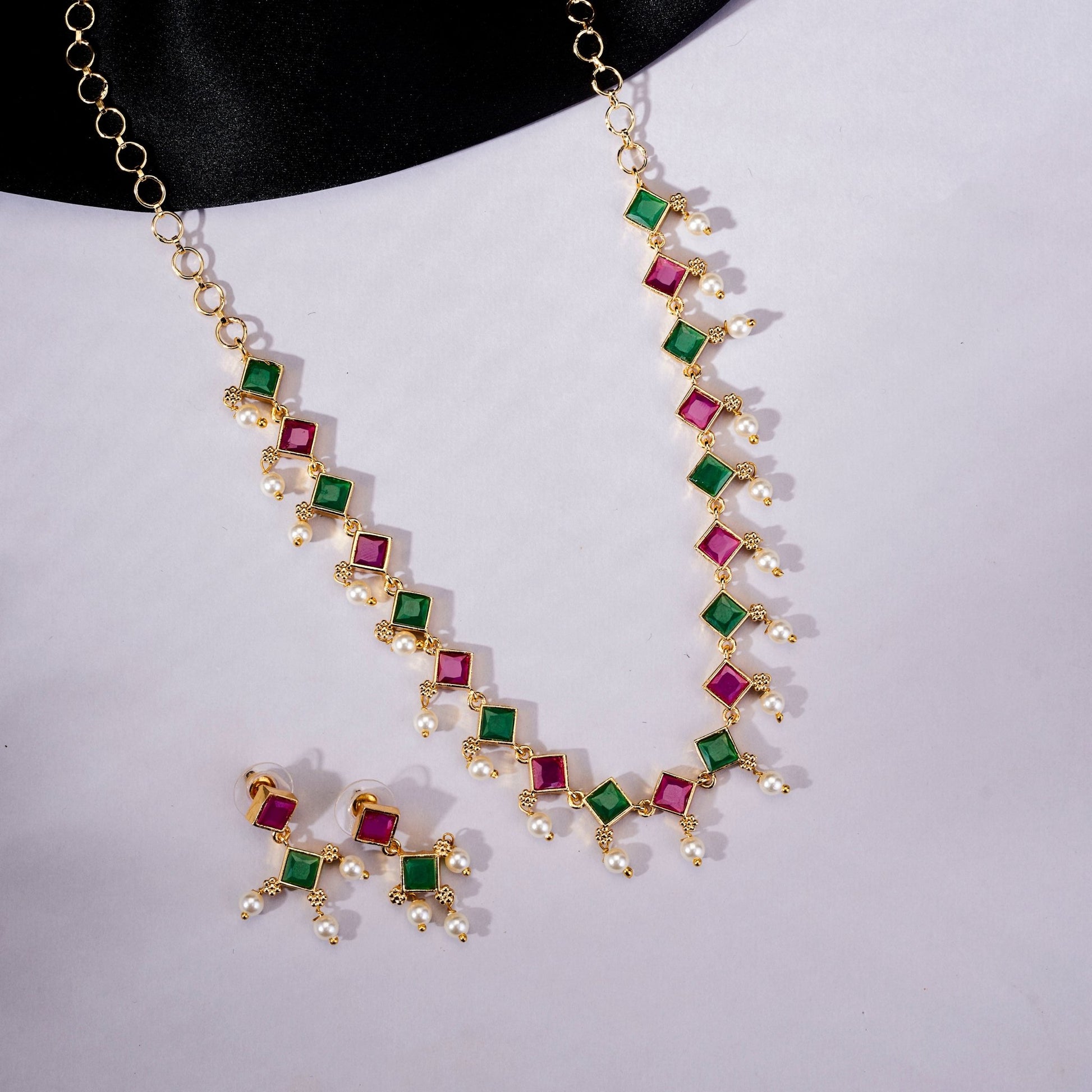 Necklace - Veloura Gold Plated Necklace Set - Opal Touch