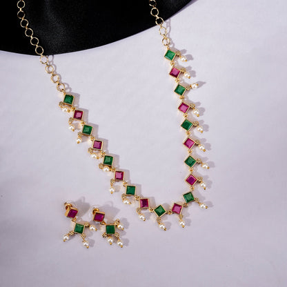 Necklace - Veloura Gold Plated Necklace Set - Opal Touch