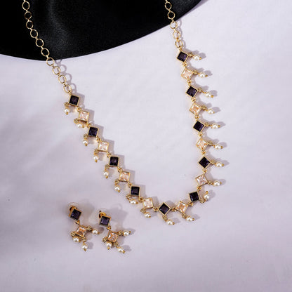 Necklace - Veloura Gold Plated Necklace Set - Opal Touch