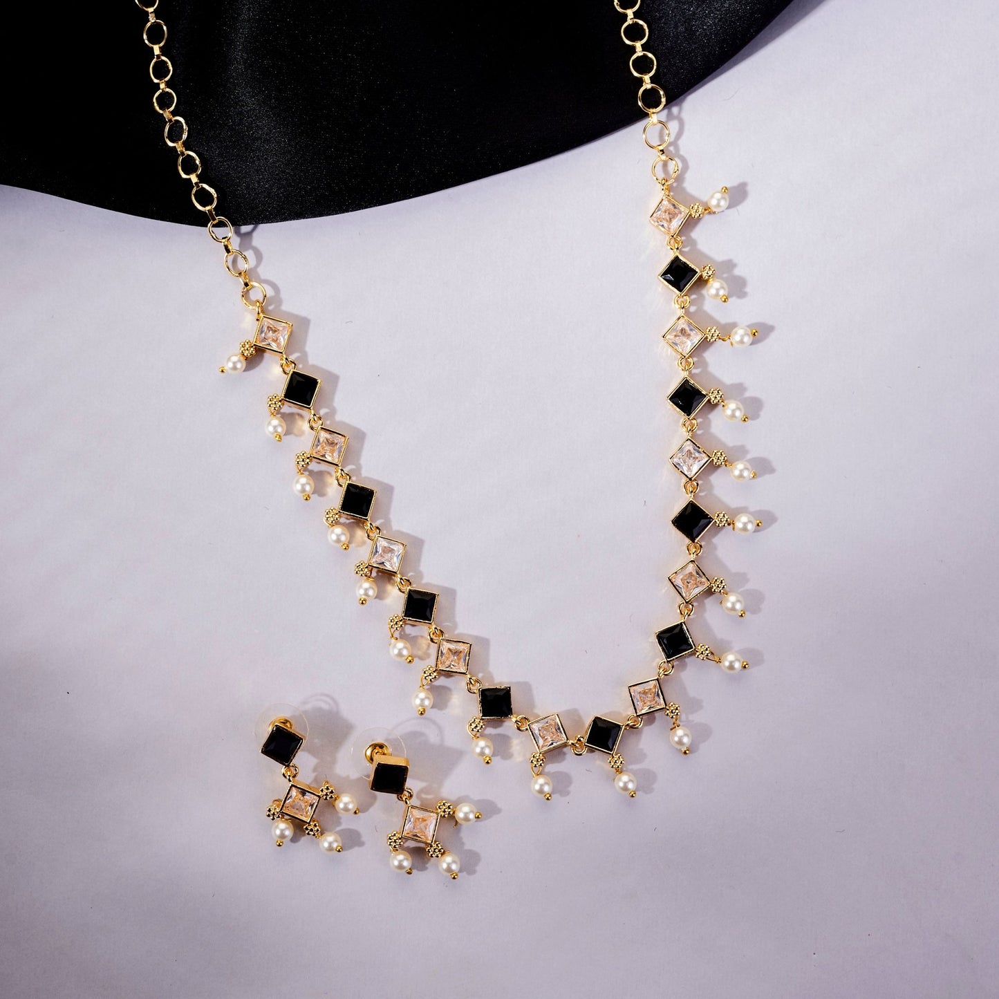 Necklace - Veloura Gold Plated Necklace Set - Opal Touch