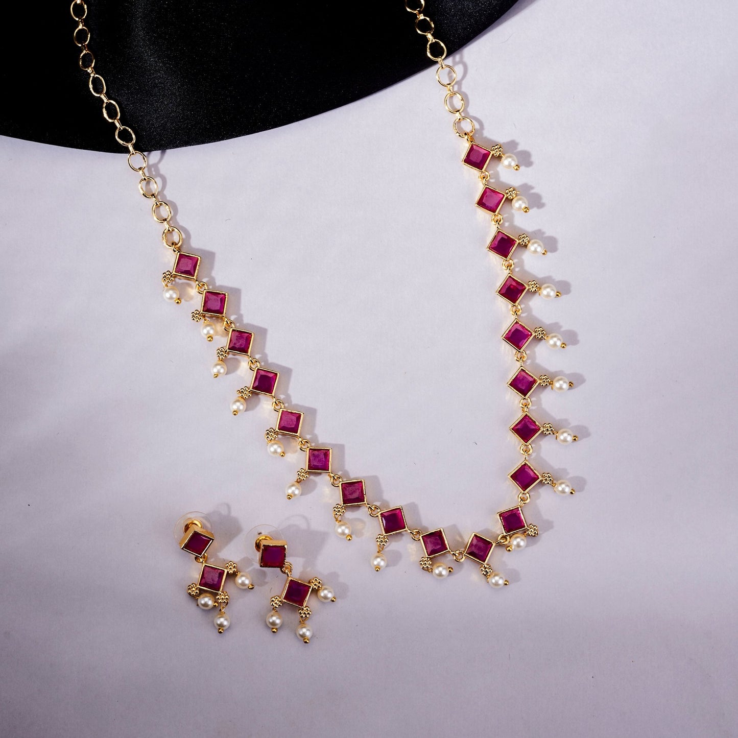 Necklace - Veloura Gold Plated Necklace Set - Opal Touch