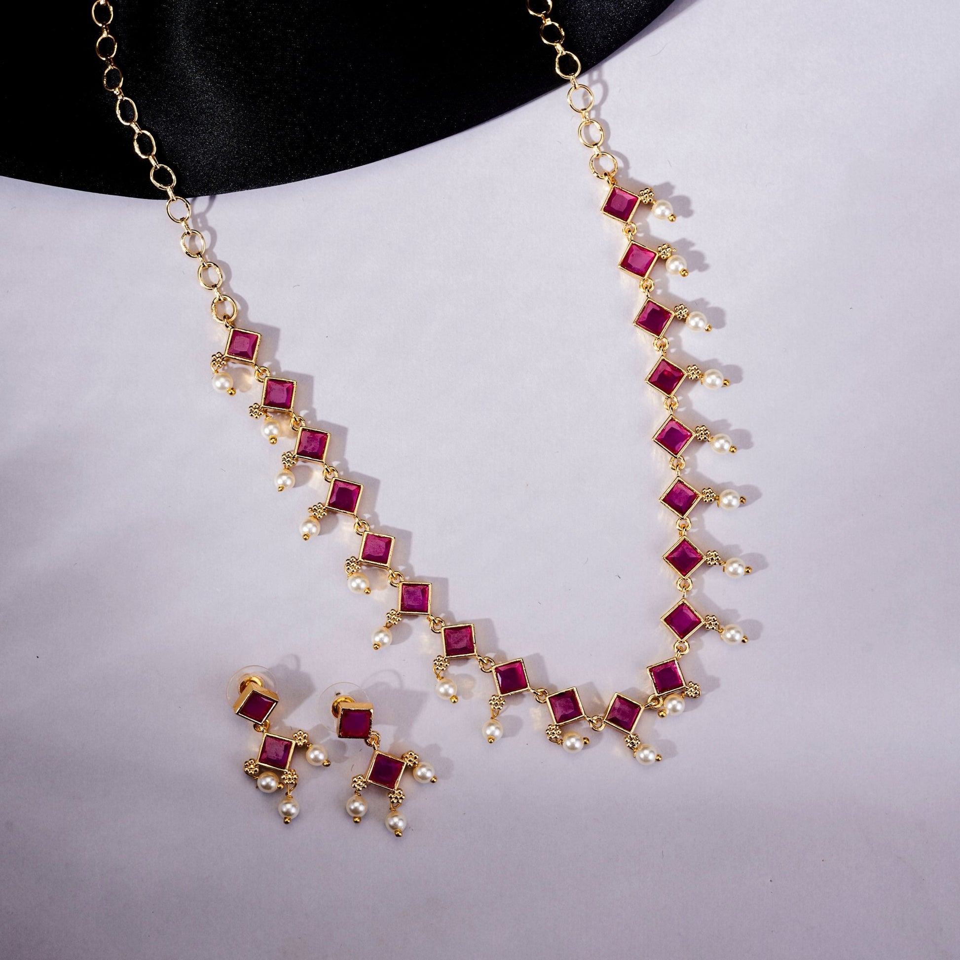 Necklace - Veloura Gold Plated Necklace Set - Opal Touch