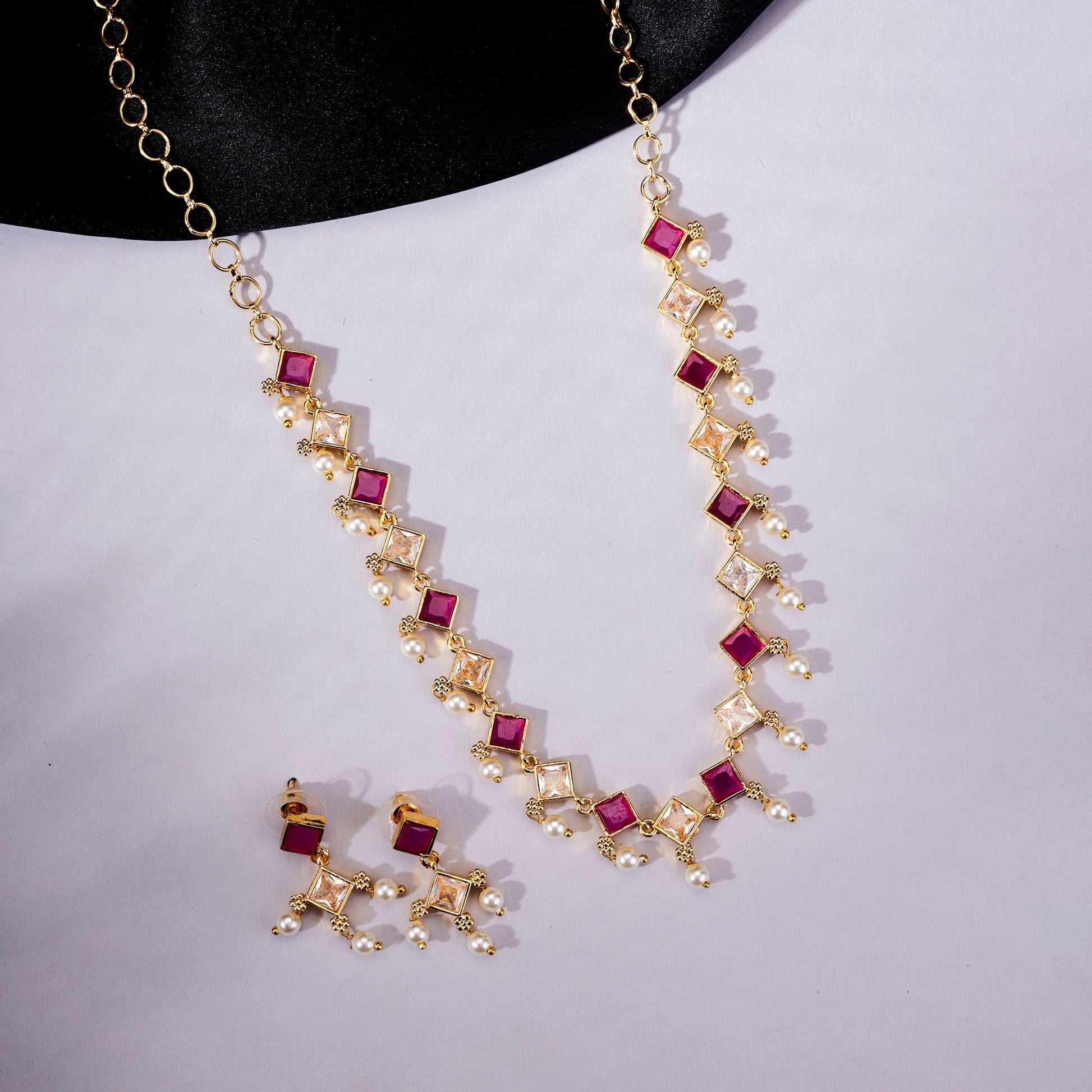 Necklace - Veloura Gold Plated Necklace Set - Opal Touch