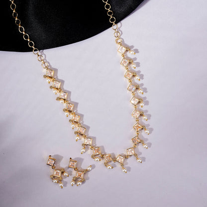 Necklace - Veloura Gold Plated Necklace Set - Opal Touch