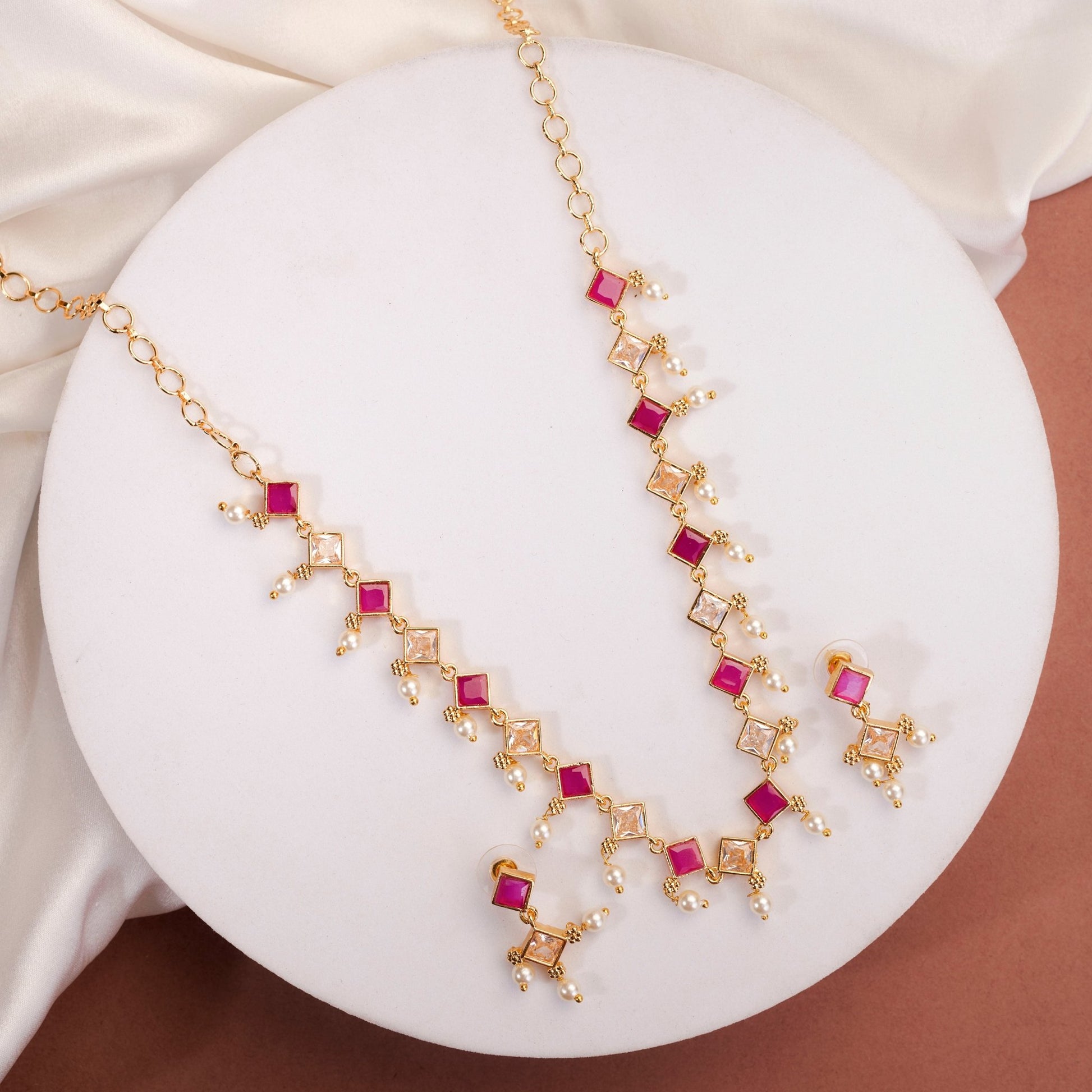 Necklace - Veloura Gold Plated Necklace Set - Opal Touch