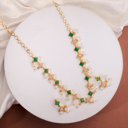 Necklace - Veloura Gold Plated Necklace Set - Opal Touch