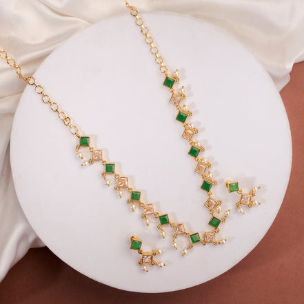 Necklace - Veloura Gold Plated Necklace Set - Opal Touch