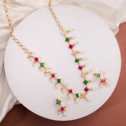 Necklace - Veloura Gold Plated Necklace Set - Opal Touch