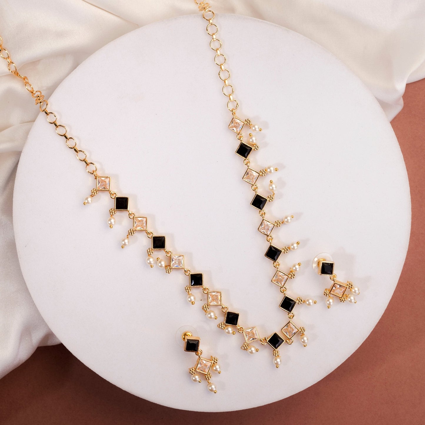 Necklace - Veloura Gold Plated Necklace Set - Opal Touch