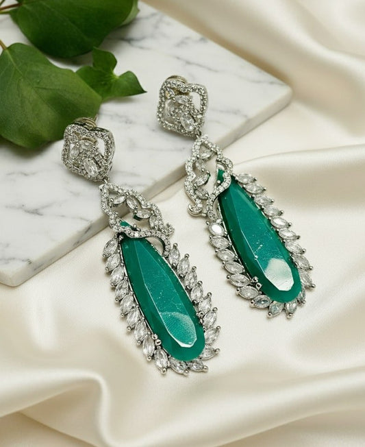 Verdant Luxe Danglers Earrings - Opal Touch