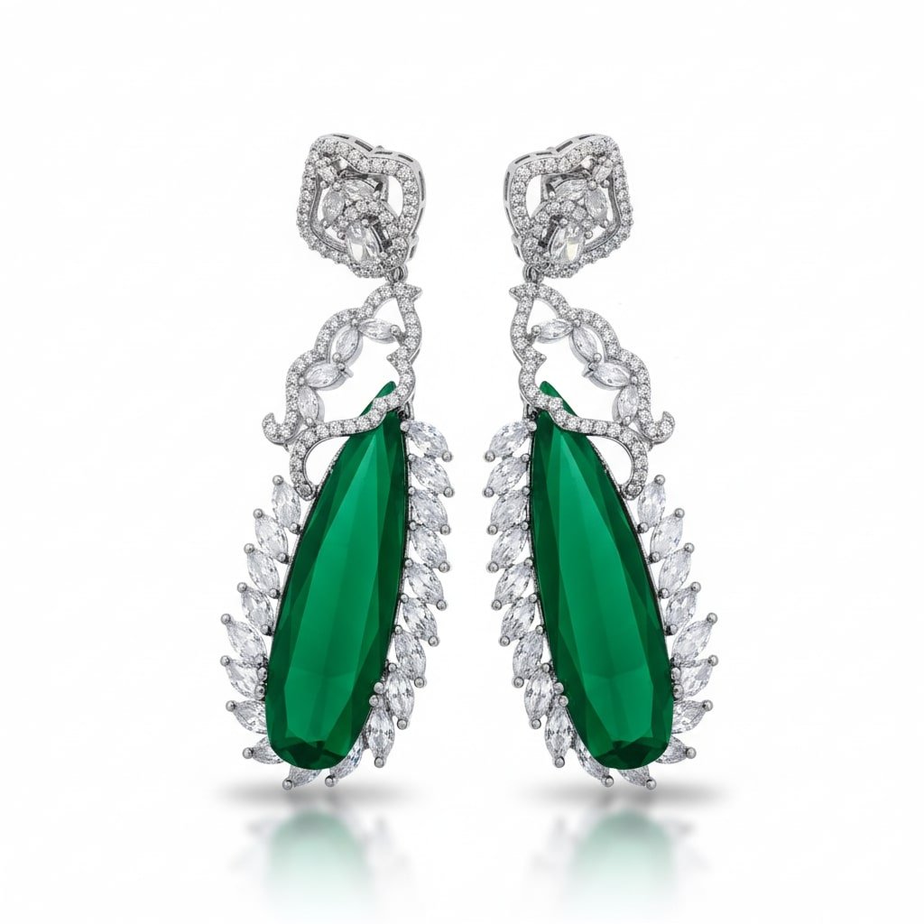 Verdant Luxe Danglers Earrings - Opal Touch