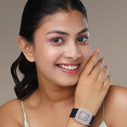 Bracelet - Vibe Rhodium Band Bracelet - Opal Touch