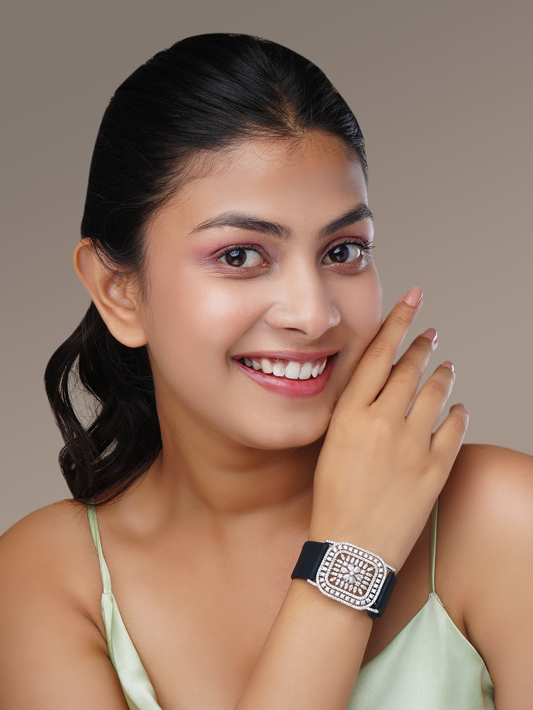 Bracelet - Vibe Rhodium Band Bracelet - Opal Touch