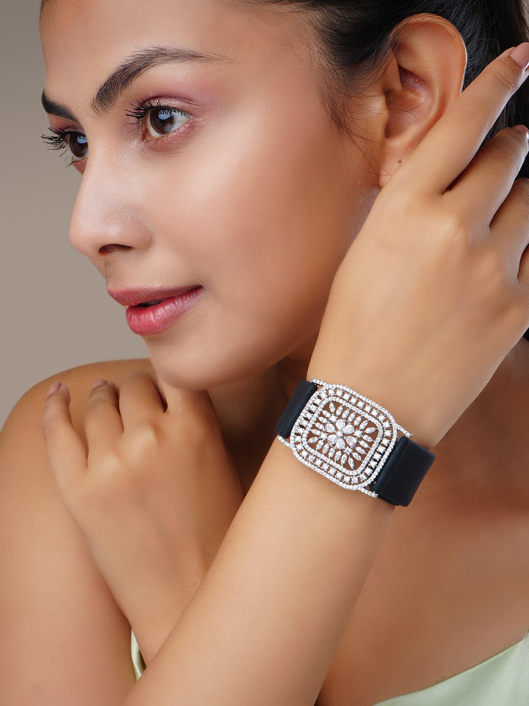 Bracelet - Vibe Rhodium Band Bracelet - Opal Touch