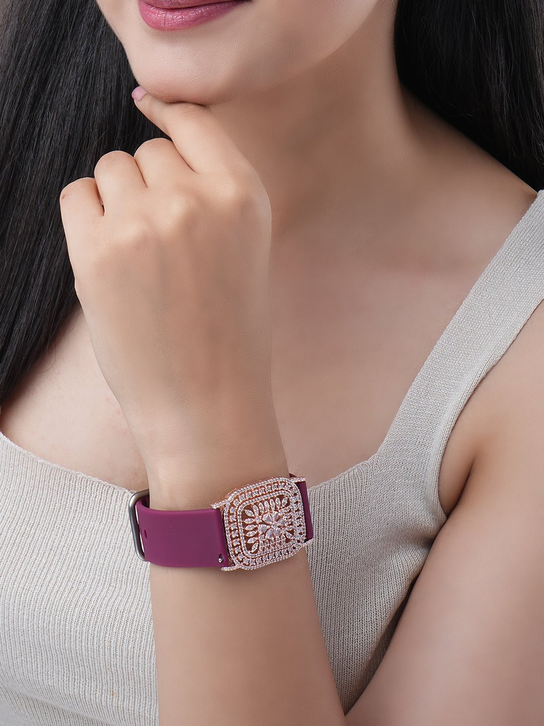 Bracelet - Vibe Rose Gold Band Bracelet - Opal Touch