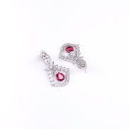 Opal Touch - Vibrant Red-White Studs - Earrings