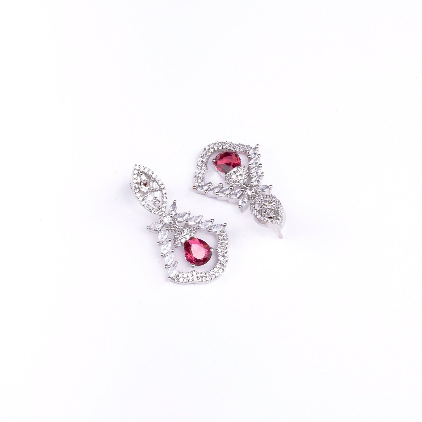 Opal Touch - Vibrant Red-White Studs - Earrings