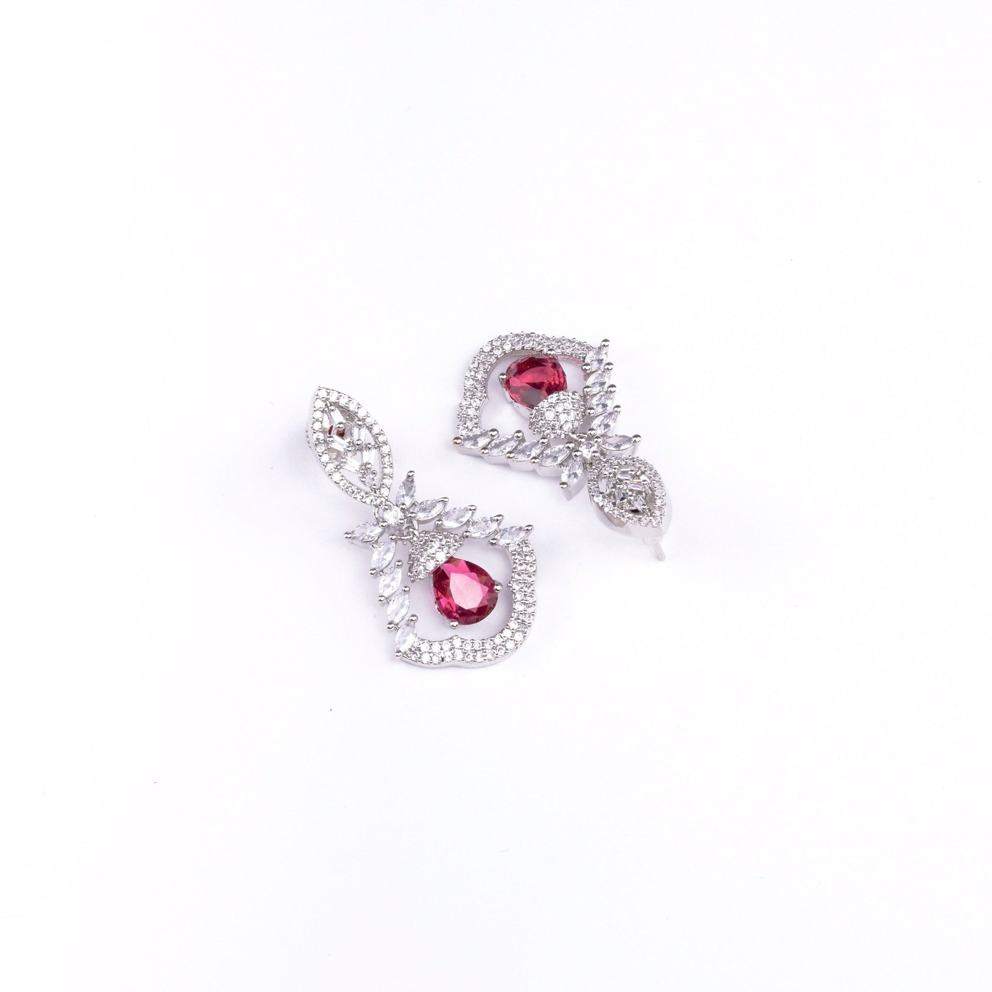 Opal Touch - Vibrant Red-White Studs - Earrings