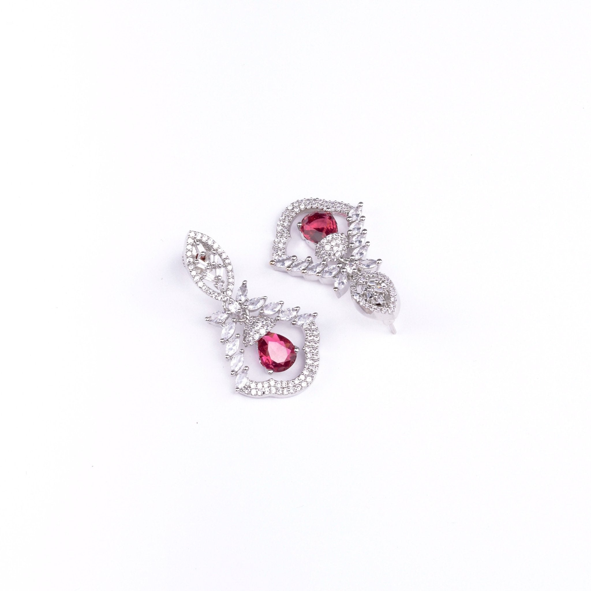Opal Touch - Vibrant Red-White Studs - Earrings