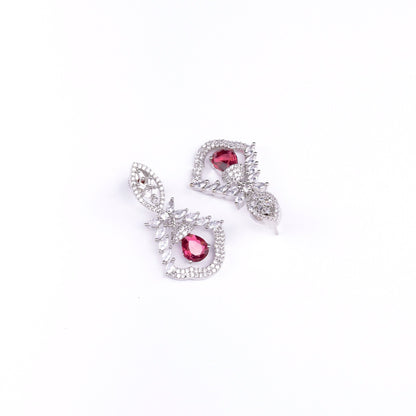 Opal Touch - Vibrant Red-White Studs - Earrings