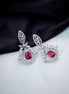 Opal Touch - Vibrant Red-White Studs - Earrings