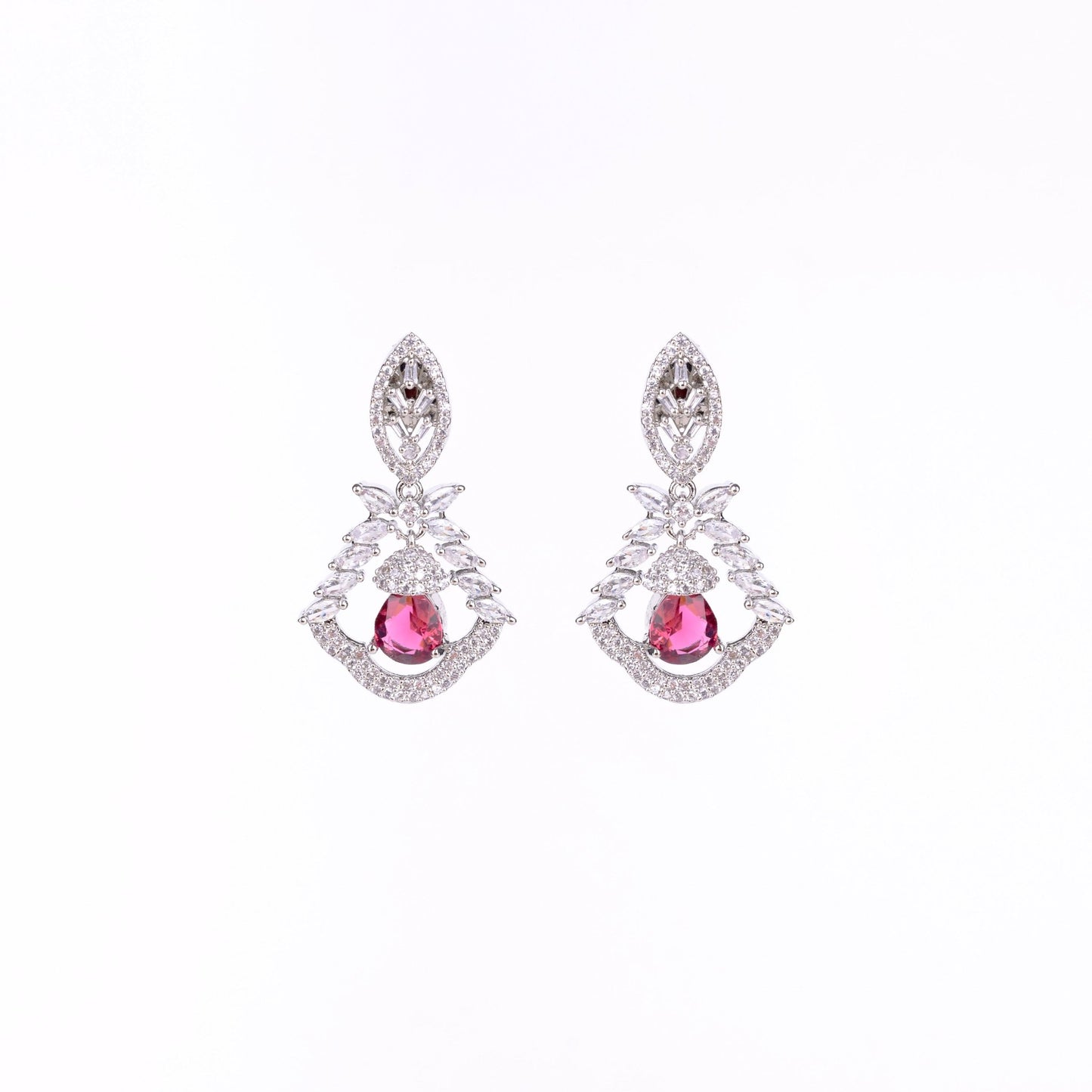 Opal Touch - Vibrant Red-White Studs - Earrings