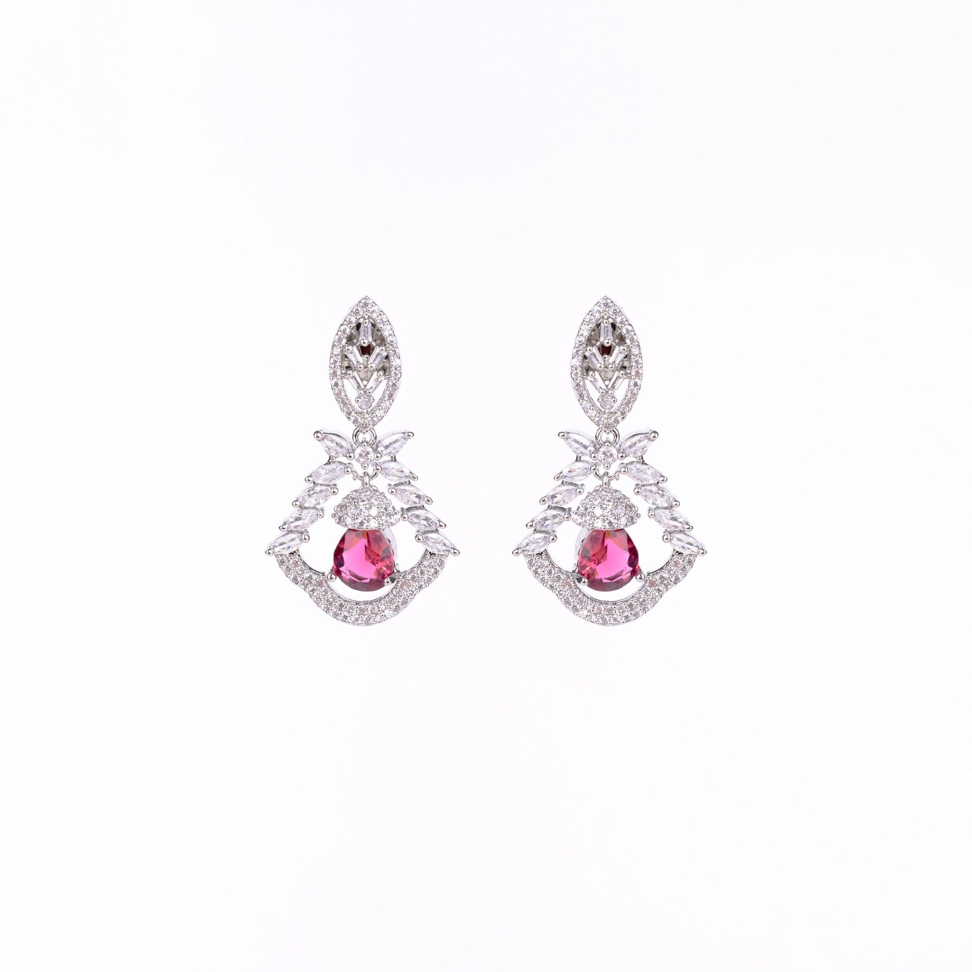 Opal Touch - Vibrant Red-White Studs - Earrings