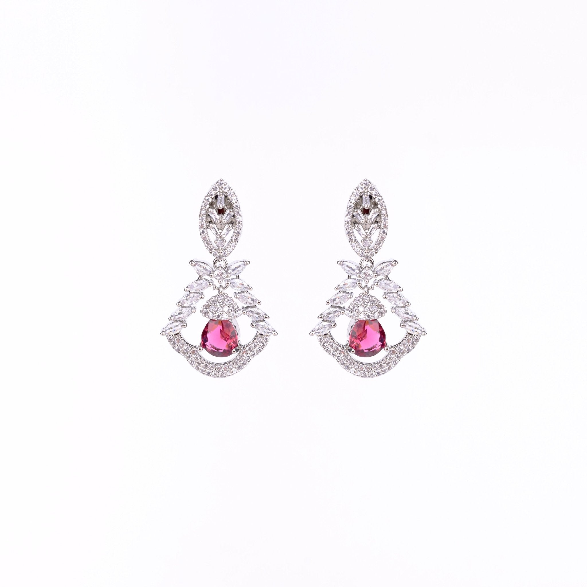 Opal Touch - Vibrant Red-White Studs - Earrings