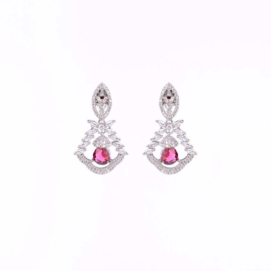 Opal Touch - Vibrant Red-White Studs - Earrings