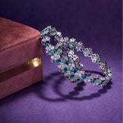 Opal Touch - Vibrant Rhodium Bangles Set (Pack of 2) - Bangles