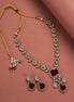 Necklace - Victorian Leaflet Mehendi Plated Necklace Set - Opal Touch