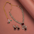 Necklace - Victorian Leaflet Mehendi Plated Necklace Set - Opal Touch