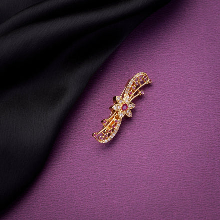 Saree Pin - Vintage Charm Golden Red White Saree Pin - Opal Touch