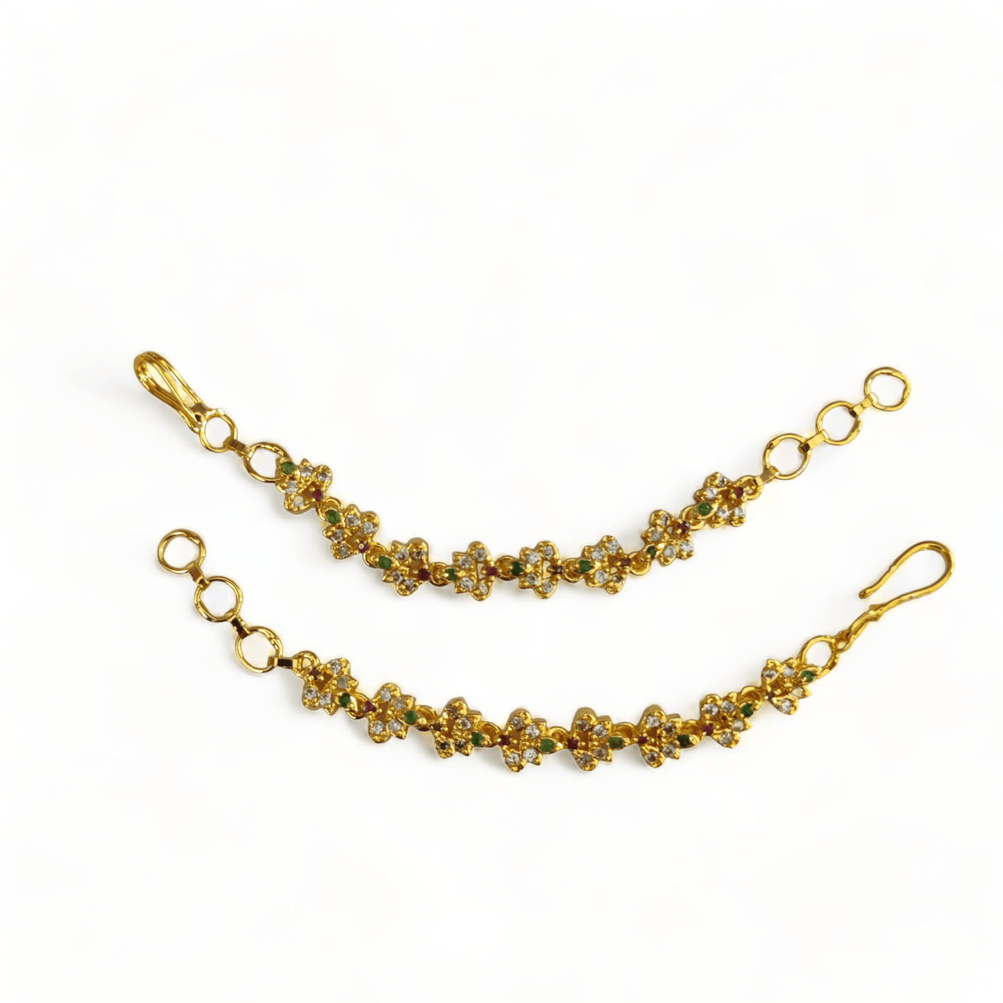 Opal Touch - Vintage Eclat Matil - Red-Green-White Gold Plated - Ear Chain