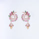 Opal Touch - Whimsical Red-Green Symphony: Brass Rose Gold CZ Earrings - Earrings