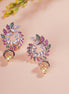 Opal Touch - Whimsical Red-Green Symphony: Brass Rose Gold CZ Earrings - Earrings
