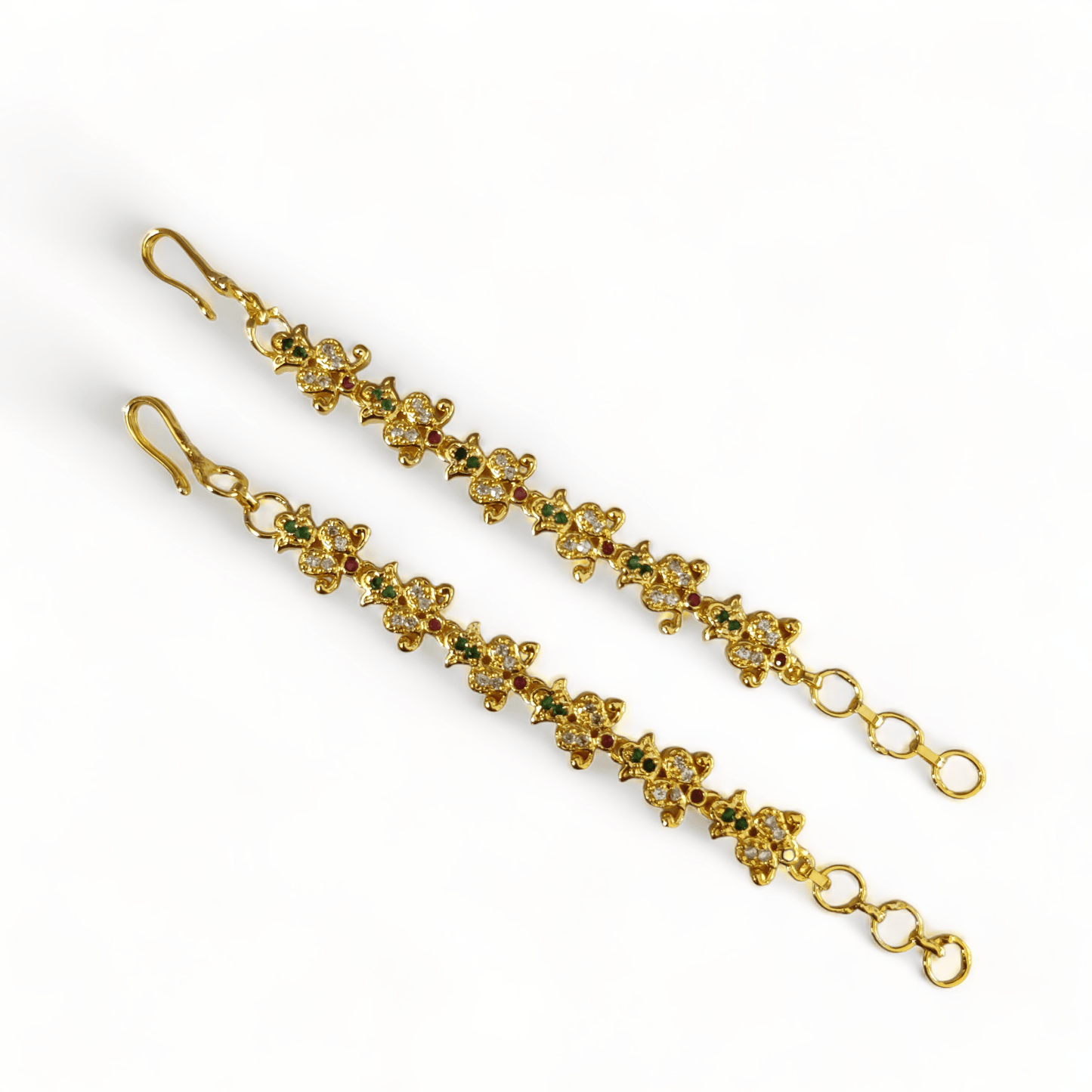 Opal Touch - Whispers of Royalty Matil - Red-Green-White Gold Plated - Ear Chain