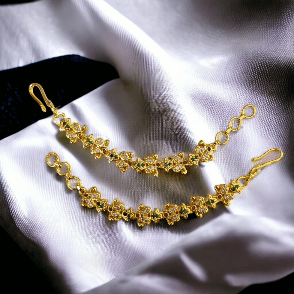 Opal Touch - Whispers of Royalty Matil - Red-Green-White Gold Plated - Ear Chain