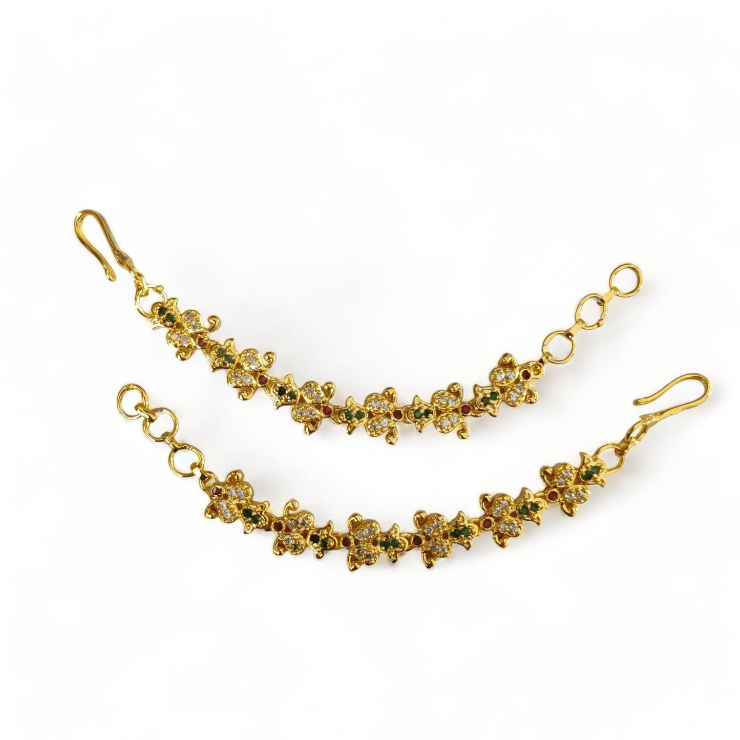 Opal Touch - Whispers of Royalty Matil - Red-Green-White Gold Plated - Ear Chain