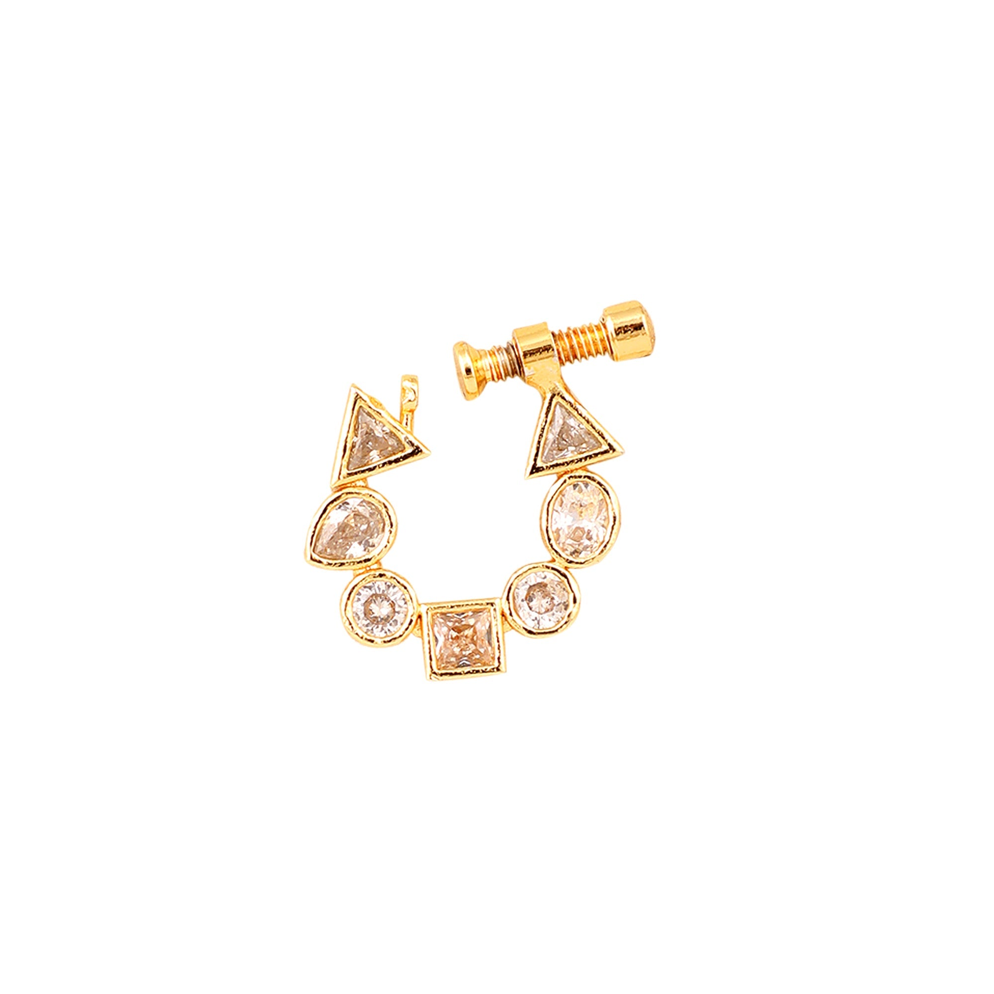 Opal Touch - White CZ Gold Nose Pin - Nose pin