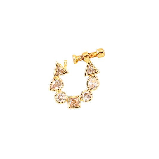 Opal Touch - White CZ Gold Nose Pin - Nose pin
