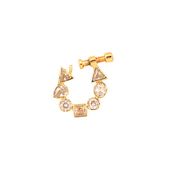 Opal Touch - White CZ Gold Nose Pin - Nose pin