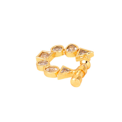 Opal Touch - White CZ Gold Nose Pin - Nose pin